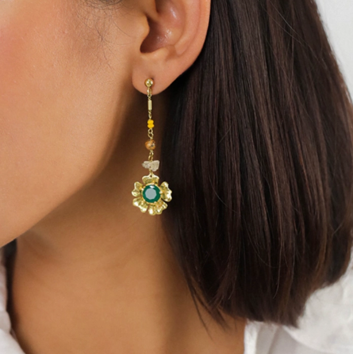 MATHILDE flower dangle post earrings