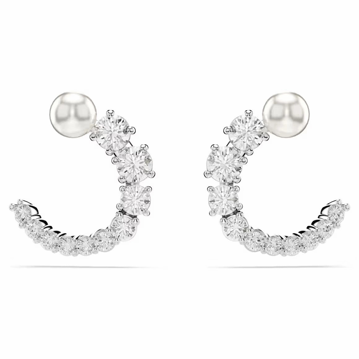 Matrix Crystal Pearl Hoop Earrings - 2 colours