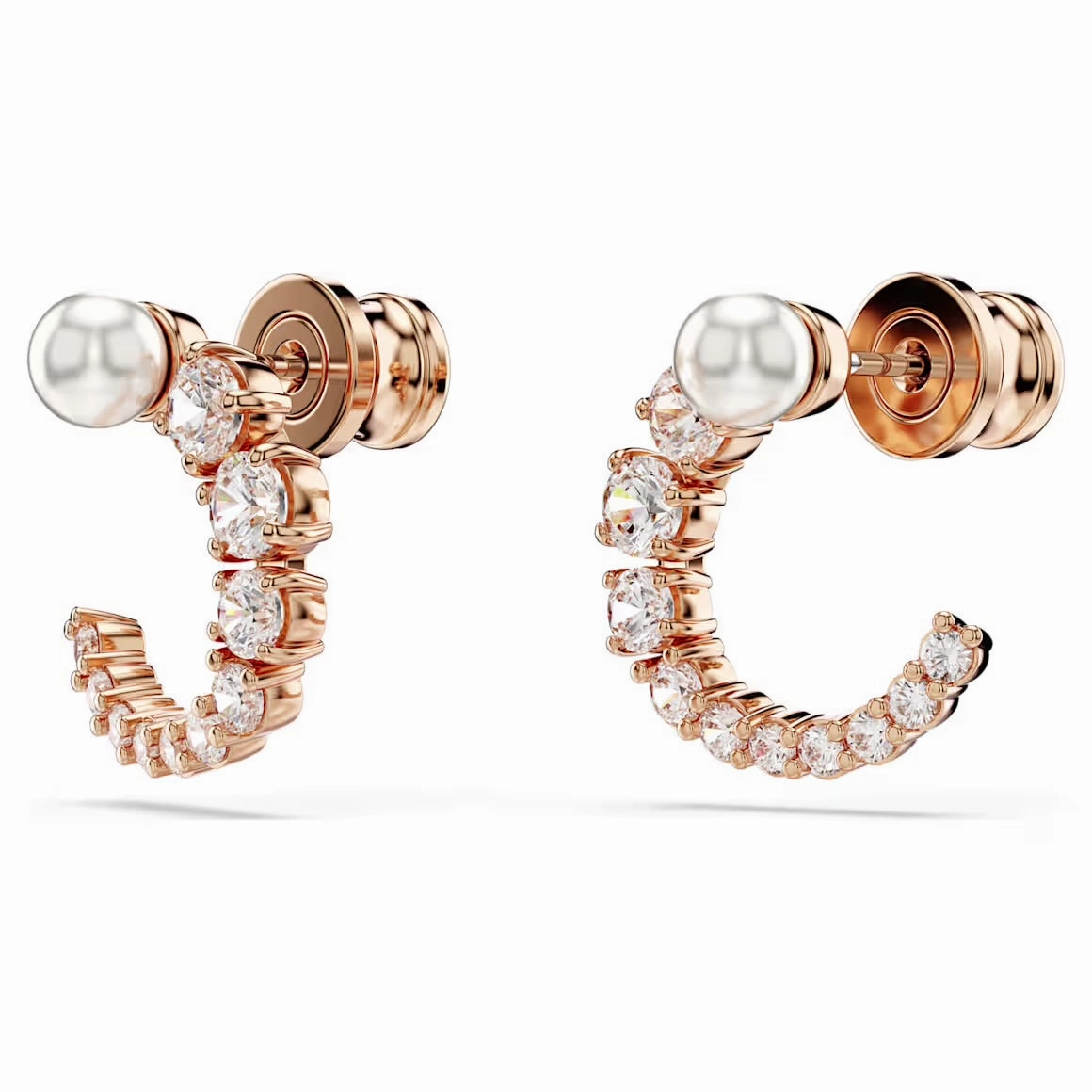Matrix Crystal Pearl Hoop Earrings - 2 colours
