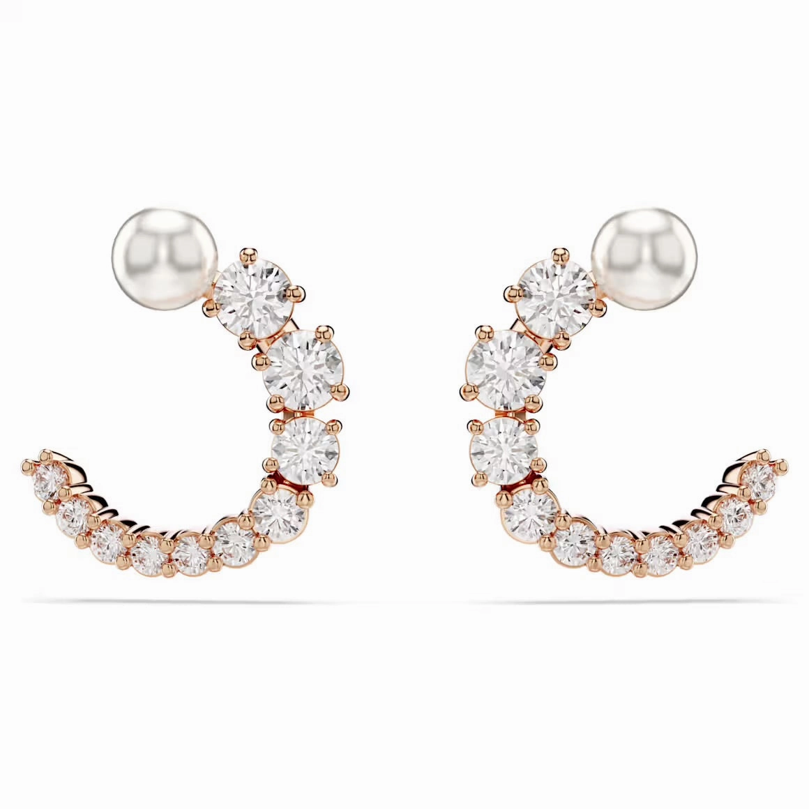 Matrix Crystal Pearl Hoop Earrings - 2 colours