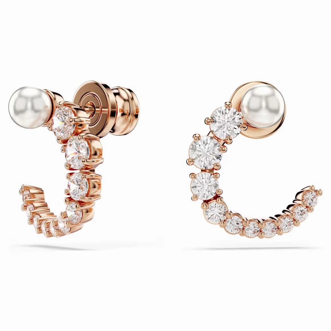 Matrix Crystal Pearl Hoop Earrings - 2 colours