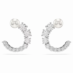 Matrix Crystal Pearl Hoop Earrings - 2 colours