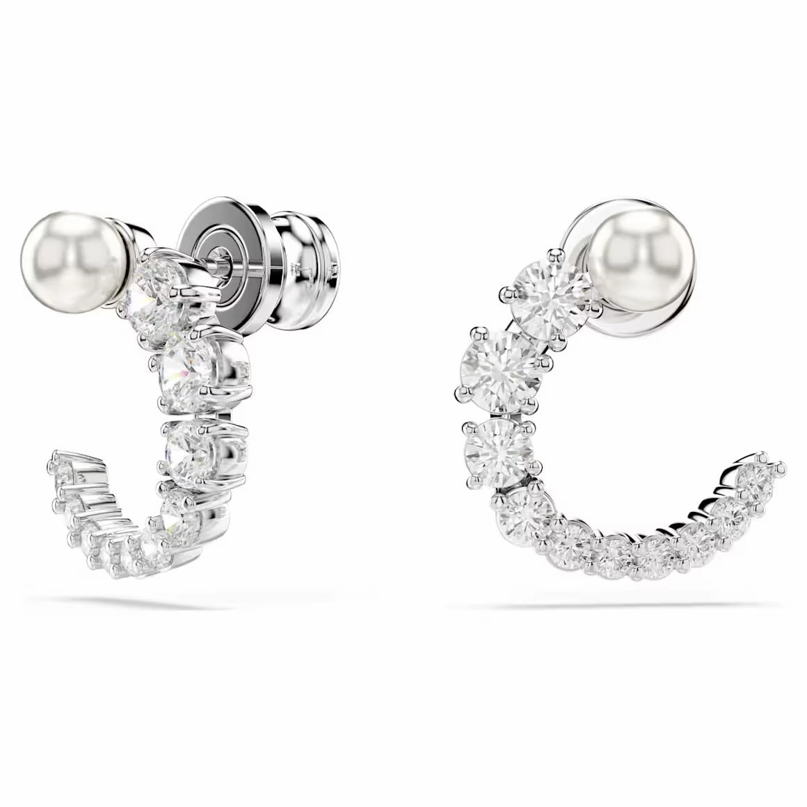 Matrix Crystal Pearl Hoop Earrings - 2 colours