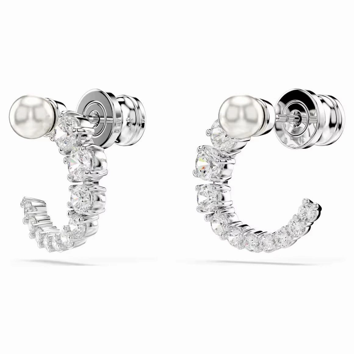 Matrix Crystal Pearl Hoop Earrings - 2 colours