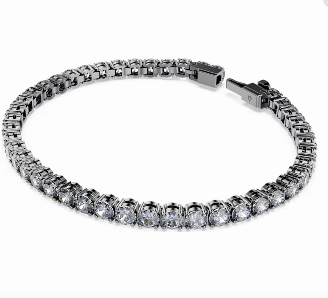 Matrix Round Cut, Grey Ruthenium Plated Tennis Bracelet