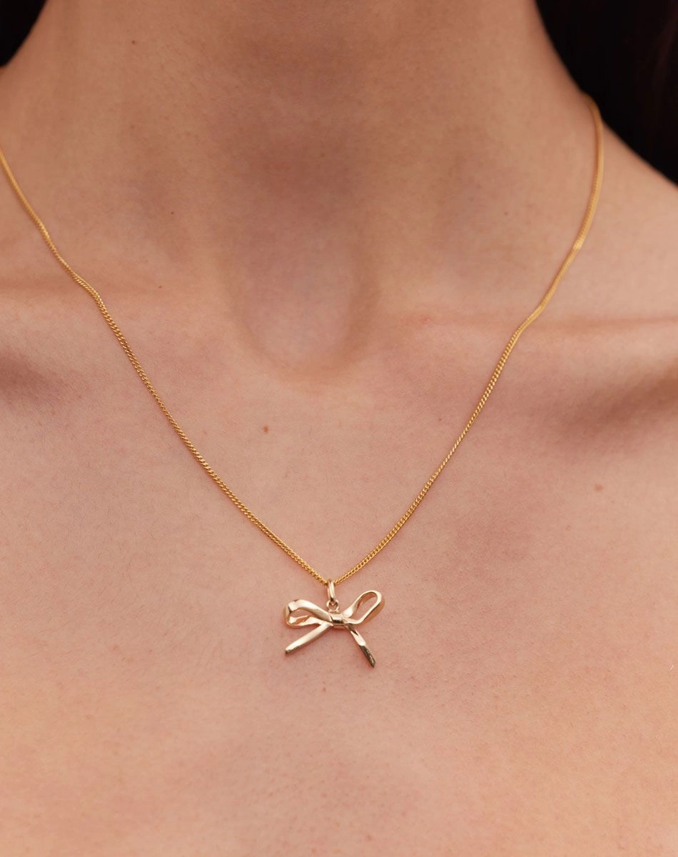 Meadowlark - Bow Charm Necklace Silver