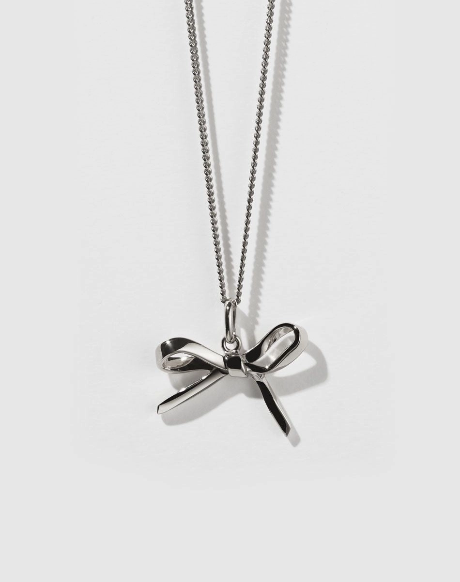 Meadowlark - Bow Charm Necklace Silver
