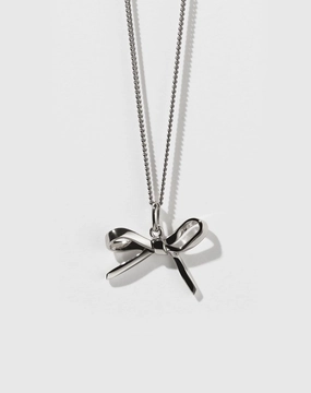 Meadowlark - Bow Charm Necklace Silver