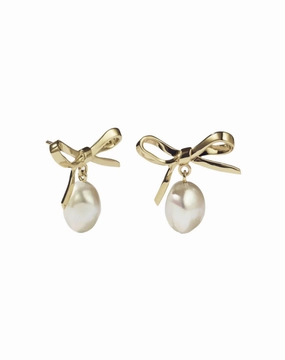Meadowlark - Bow Pearl Studs Gold Plated