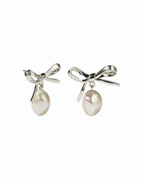 Meadowlark - Bow Pearl Studs Sterling Silver