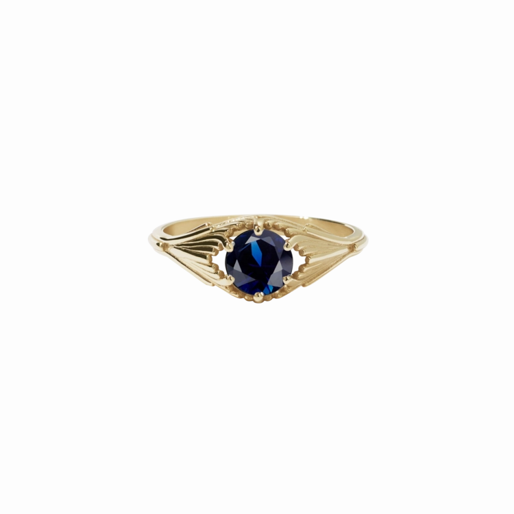 Meadowlark - Ceremonial Aphrodite ring 9ct yellow gold  with Blue Sapphire