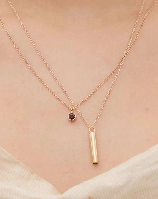 Meadowlark - Cosmo Charm Necklace Sterling Silver Garnet
