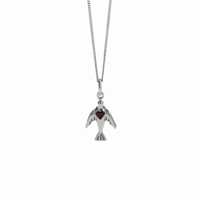 Meadowlark - Dove & Heart Necklace Silver