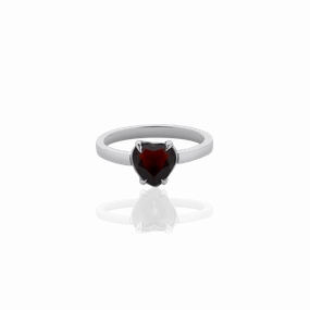 Meadowlark - Heart Jewel Ring - Sterling Silver, Thai Garnet