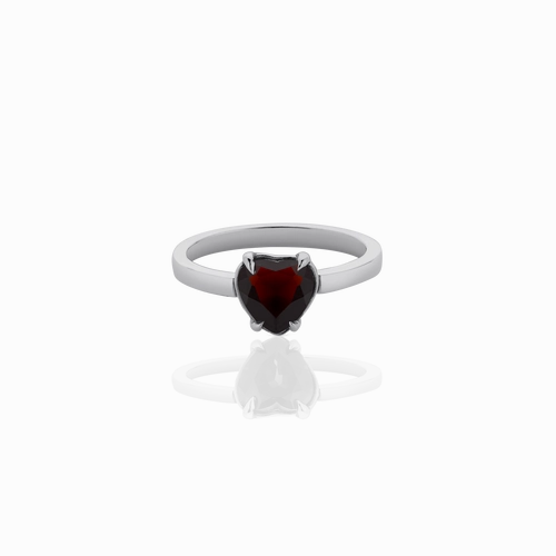 Meadowlark - Heart Jewel Ring - Sterling Silver, Thai Garnet
