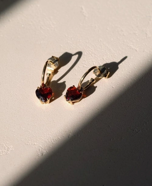 Meadowlark - Heart Jewel Signature Hoops - Gold Plated