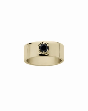 Meadowlark - Hex Stone Band 9ct Yellow Gold Midnight Sapphire