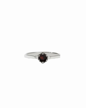 Meadowlark - Hexagon Solitaire Ring Sterling Silver Thai Garnet