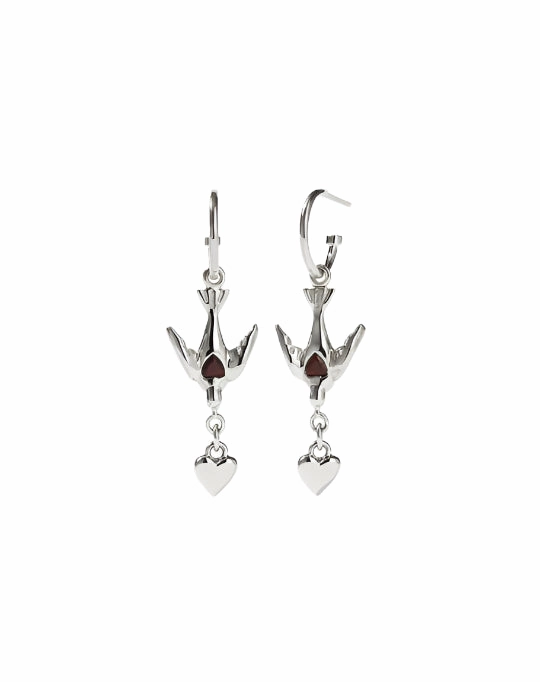 Meadowlark - Love Dove Hoops Set Silver Garnet