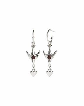 Meadowlark - Love Dove Hoops Set Silver Garnet