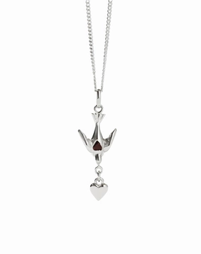 Meadowlark - Love Dove Necklace Set Silver Garnet