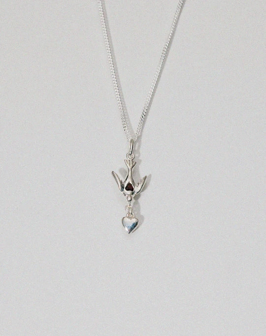Meadowlark - Love Dove Necklace Set Silver Garnet