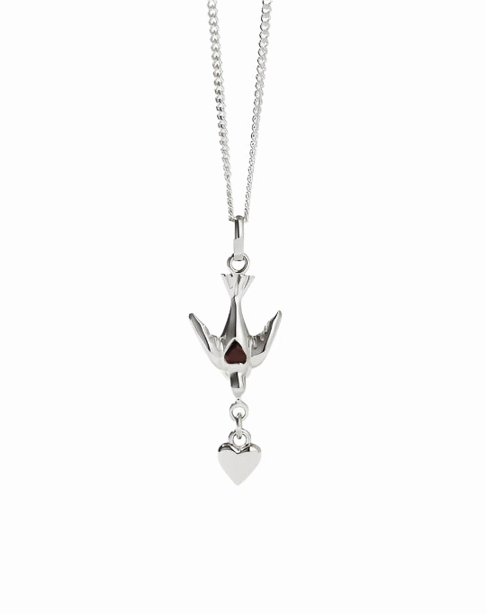 Meadowlark - Love Dove Necklace Set Silver Garnet