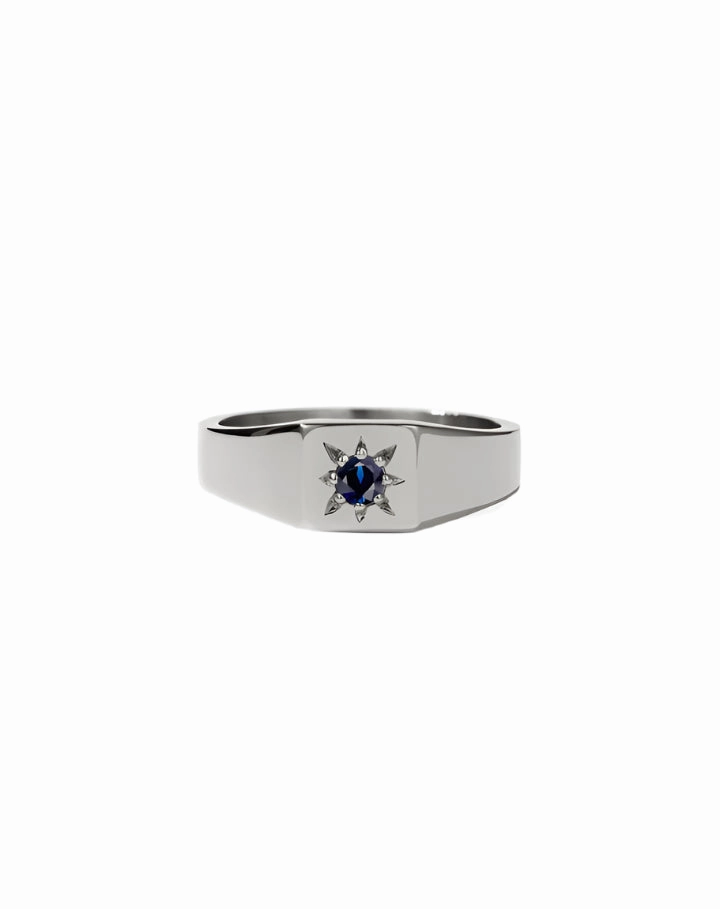 Meadowlark - Remy Signet Ring Sterling Silver & Blue Sapphire