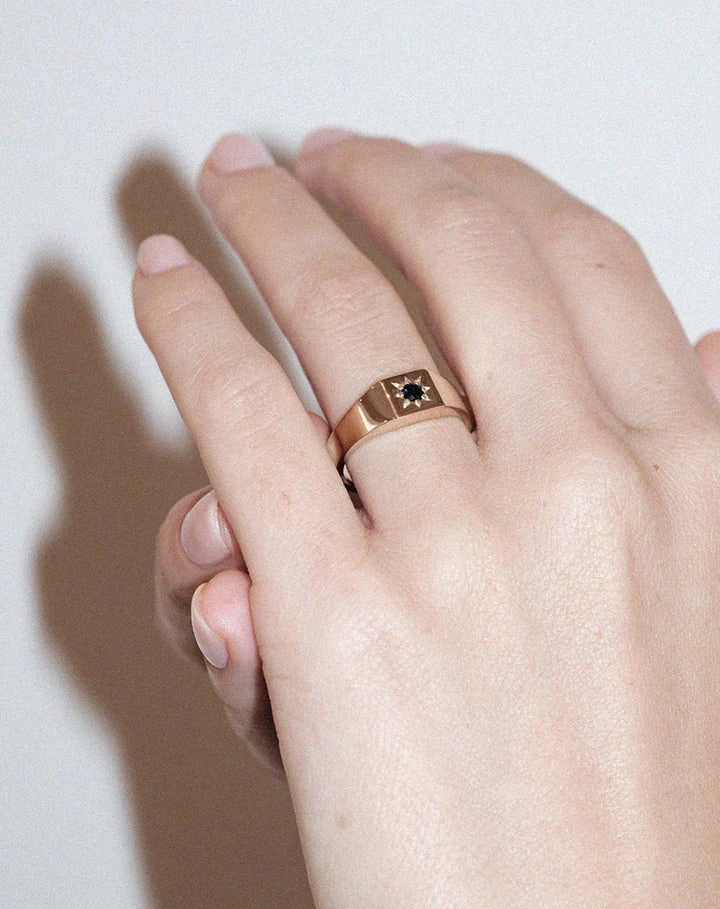 Meadowlark - Remy Signet Ring Sterling Silver & Blue Sapphire