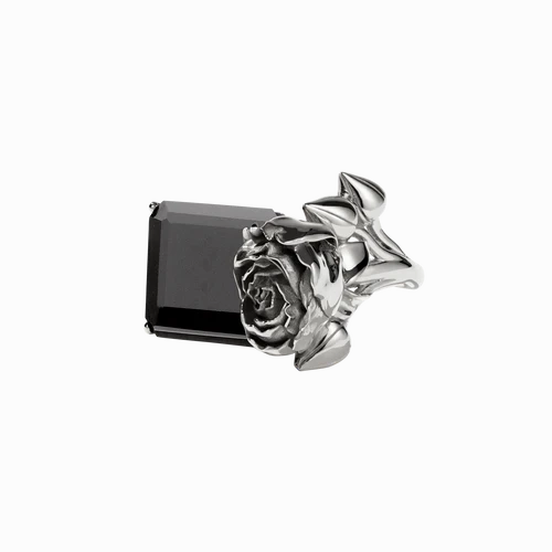 Meadowlark - Rose Cocktail Ring Large, Silver Onyx