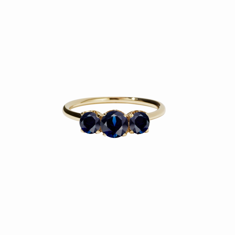 Meadowlark - Signature 3 Stone - 9ct Yellow Gold & Blue Sapphire