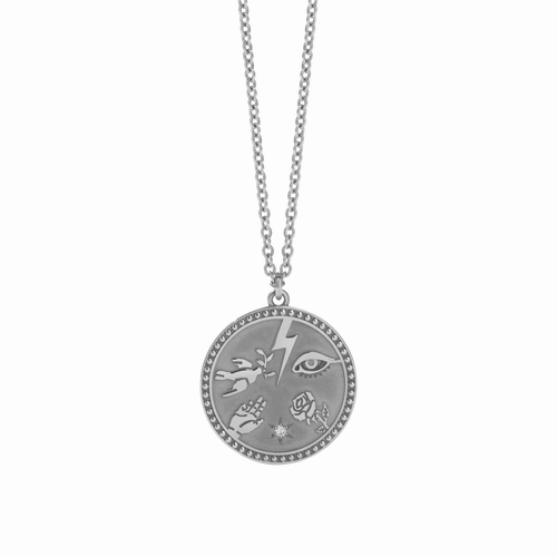Meadowlark - Tailsman Necklace - Sterling Silver - Reclaimed White Diamond