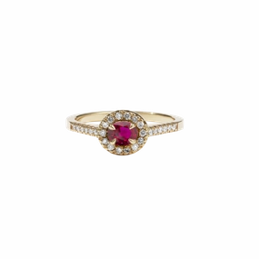 Meadowlark - Venus Ring Petite - 9ct Yellow Gold - African Ruby - White Diamond