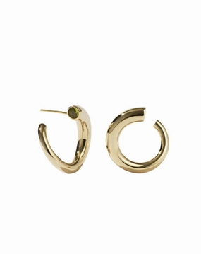 Meadowlark - Wave Earrings Medium Gold Plated Peridiot