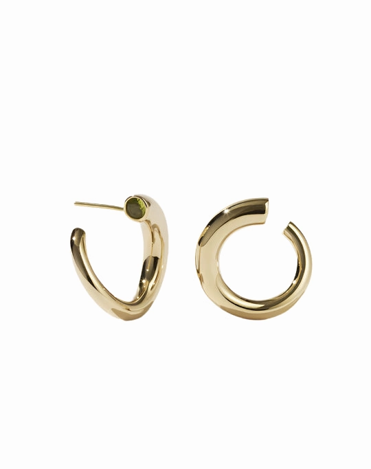 Meadowlark - Wave Earrings Medium Gold Plated Peridiot