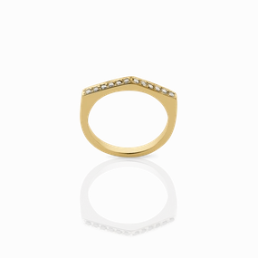 Meadowlark Fine Geometric Ring Arc - 9ct Yellow Gold & White Diamond