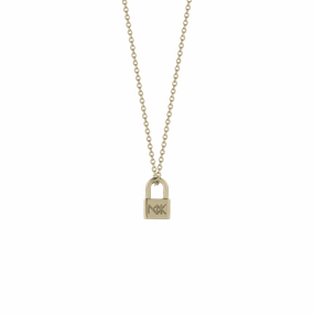 Meadowlark Lock Charm Necklace - 9ct Yellow Gold