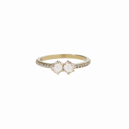 Meadowlark Luna Ring .05ct - 9ct Yellow Gold, Morganite & White Diamond