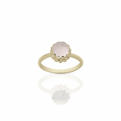 Meadowlark Mini Protea Ring - 9ct Yellow Gold & Rose Quartz