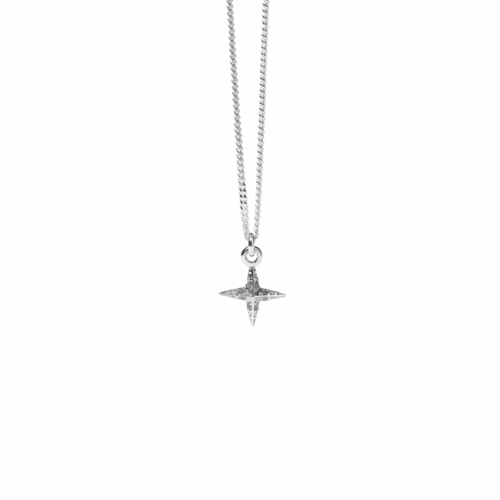 Meadowlark Petite Pave Star Charm Necklace - Sterling Silver & Grey Diamond