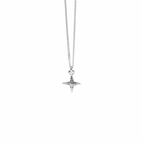 Meadowlark Petite Pave Star Charm Necklace - Sterling Silver & Grey Diamond