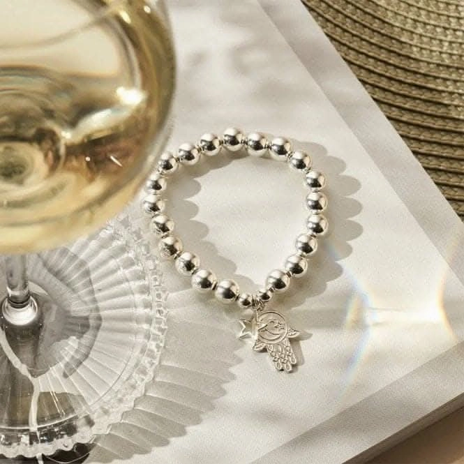 Medium Ball Moon And Star Hamsa Hand Bracelet SBMB097655