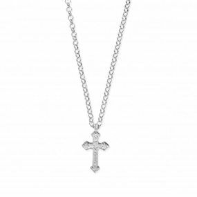 Men's Belcher Chain Embossed Cross Necklace SCBEL3517M