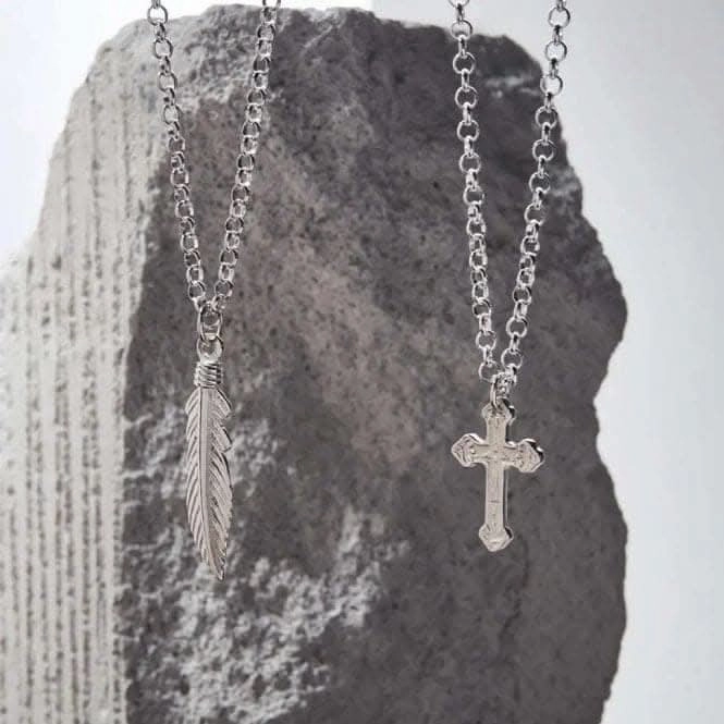Men's Belcher Chain Feather Necklace SCBEL3717M