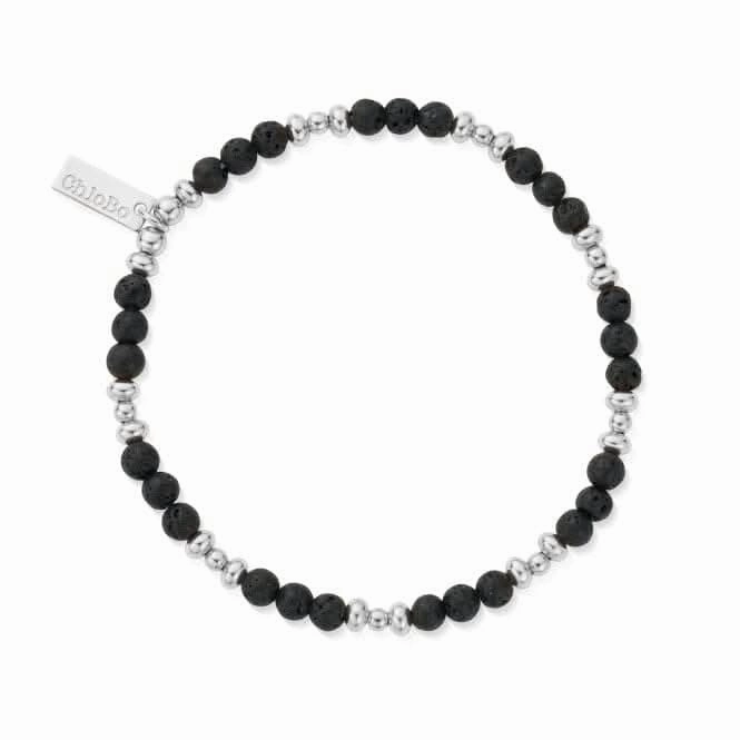 Men's Black Lava Saucer Bracelet SBBLSM