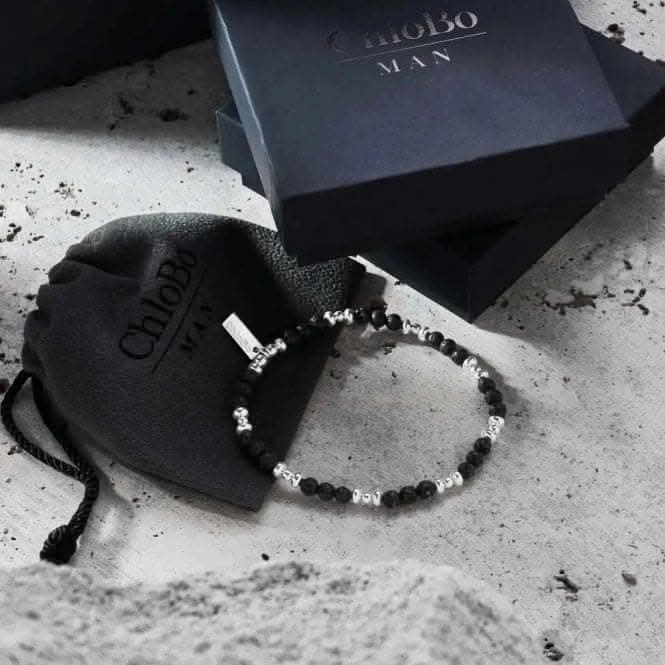 Men's Black Lava Saucer Bracelet SBBLSM