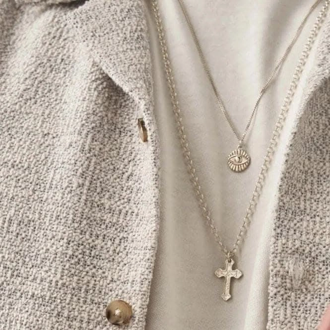 Men's Curb Chain Evil Eye Sunray Necklace SNCC22024M