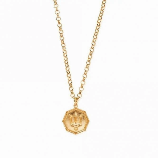 Men's Gold Belcher Chain Trident Necklace GCBEL3C032M