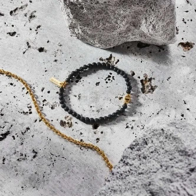 Men's Gold Black Lava Bracelet GBBLBULM