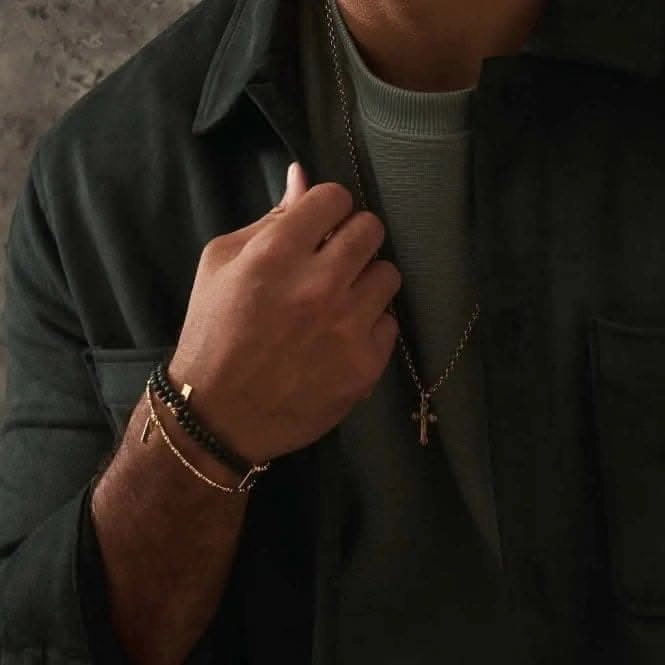 Men's Gold Black Lava Principal Bracelet GBBLHAMM